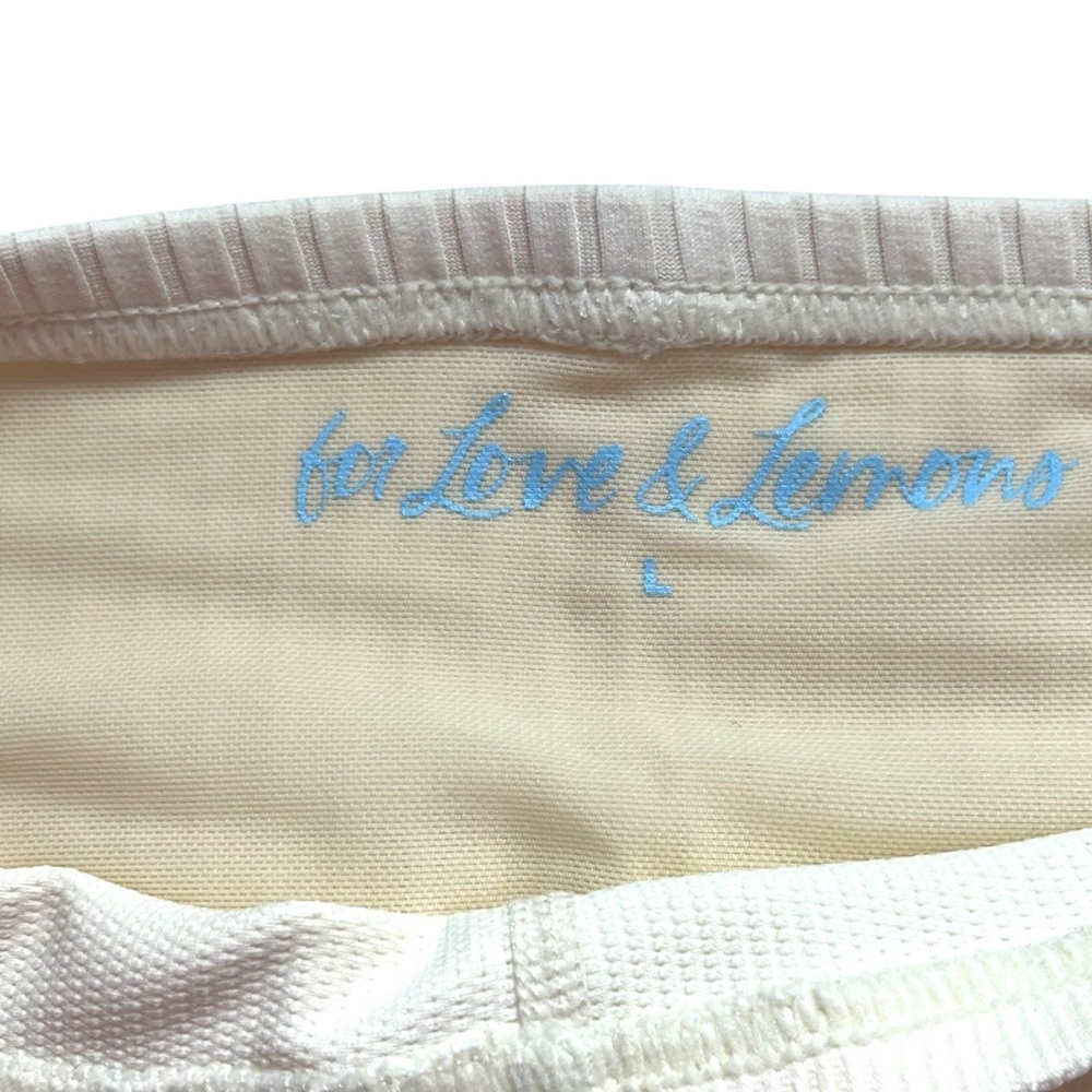 🔆 For Love & Lemons Dani Ribbed Biker Shorts Cream NWT Large - Picture 3 of 3